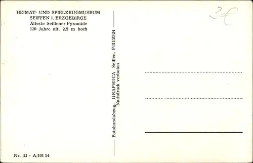 Ak Heimat und Spielzeugmuseum Seiffen im Erzgebirge, älteste Seiffener Pyramide, Holzschnitzkunst