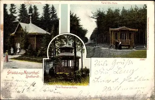 Ak Lindhardt Naunhof im Kreis Leipzig, König Albert Hütte, Fürst Otto Hütte, Fürst Bismarck Hütte