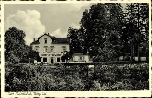 Ak Bad Iburg in Niedersachsen, Blick zum Hotel Hubertushof, Wald