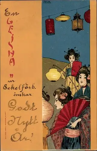 Künstler Litho Kirchner, Raphael, Geisha, Japanerinnen