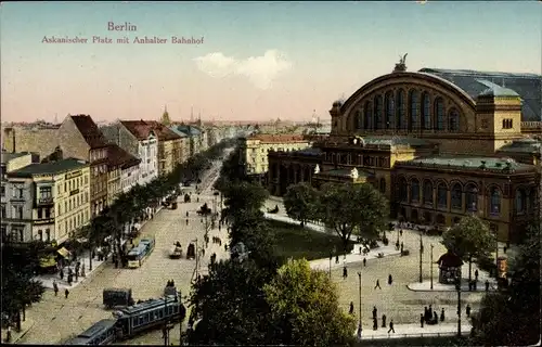 Ak Berlin Kreuzberg, Partie am Askanischen Platz mit Anhalter Bahnhof