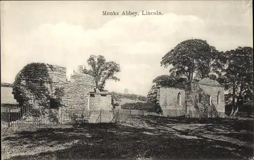 Ak Lincoln East Midlands England, Monks Abbey, Klosterruinen