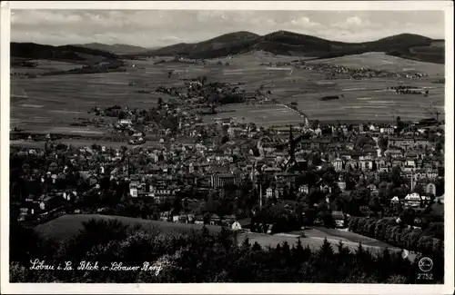 Ak Löbau in Sachsen, Stadtpanorama vom Berg, Hotel Honigbrunnen