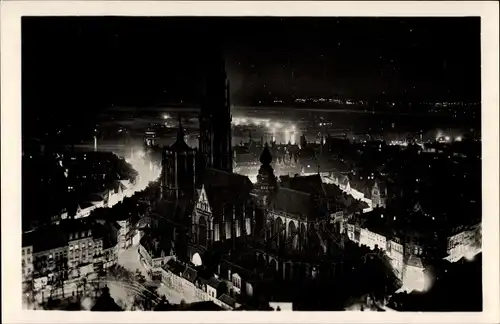 Ak Antwerpen Anvers Flandern, Anvers Vue nocturne de la Cathedrale