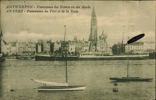 Ak Antwerpen Anvers Flandern, Panorama du Port et de la Rade