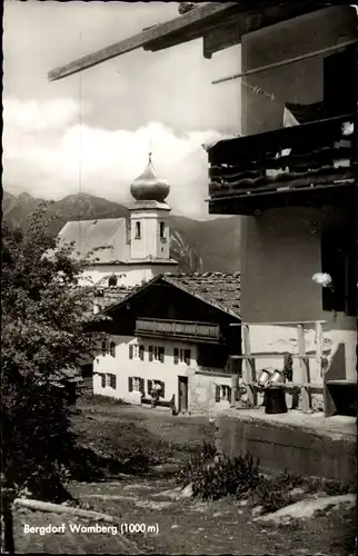 Ak Wamberg Garmisch Partenkirchen in Oberbayern, Teilansicht der Ortschaft, Kirche