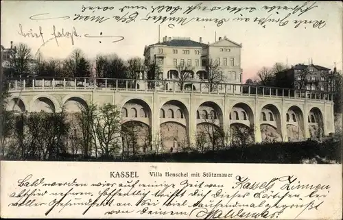 Ak Kassel in Hessen, Villa Henschel mit Stützmauer