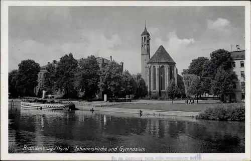 Ak Brandenburg an der Havel, Blick auf die Johanniskirche, Gymnasium