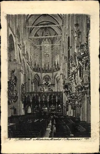 Ak Lübeck in Schleswig Holstein, Inneres der Marienkirche