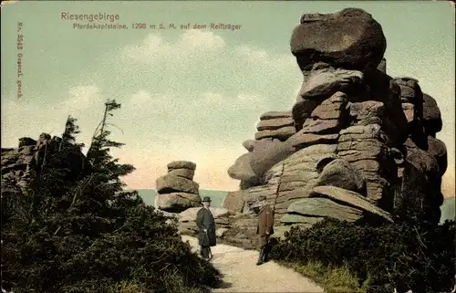 Ak Riesengebirge Schlesien, Pferdekopfsteine auf dem Reifträger