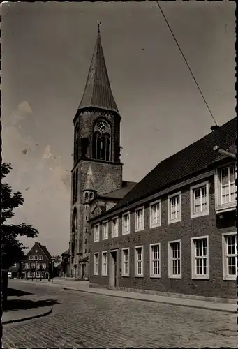 Foto Ak Stadtlohn im Münsterland, Blick zum Markt, Kirche, Sparkasse