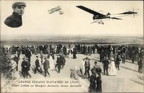 Ak Grande Semaine d'Aviation de Lyon, Hubert Latham, Monoplan Antoinette