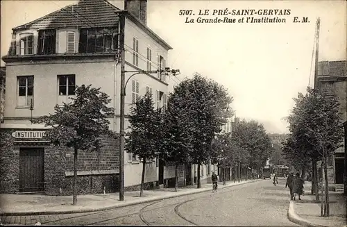 Ak Le Pre Saint Gervais Seine Saint Denis, La Grande Rue et l'Institution