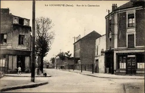 Ak La Courneuve Seine Saint Denis, Rue de la Convention, Barbin Auto Ecole