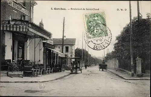 Ak Garches Hauts de Seine, Boulevard de Saint Cloud, Café Restaurant de la Station