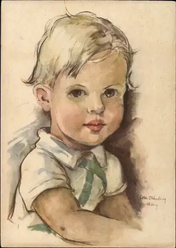 Künstler Ak Oldenburg Wittig, Charlotte, Portrait von einem blonden Jungen