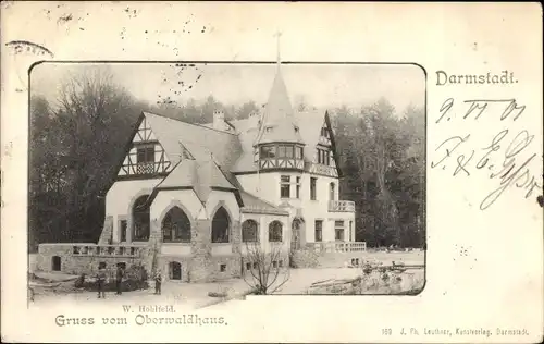 Ak Darmstadt in Hessen, Blick auf das Oberwaldhaus, W. Hohlfeld