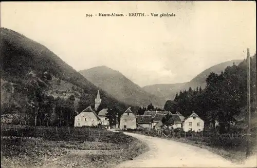 Ak Kruth Krüt Elsass Haut Rhin, Vue générale, Blick auf den Ort, Kirchturm