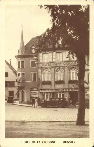 Ak Munster Münster Elsass Haut Rhin, Hotel Restaurant de la Cigogne