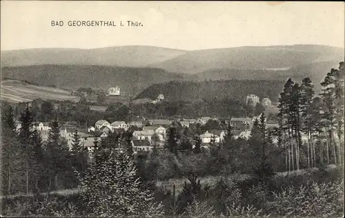 Ak Georgenthal im Tal der Apfelstädt Thüringen, Blick auf den Ort mit Umgebung