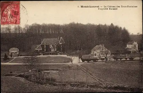 Ak Montchauvet Yvelines, Le Chateau des Trois Fontaines, Proprieté Manassé