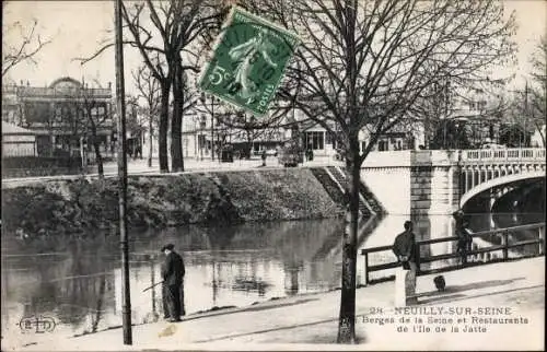 Ak Neuilly sur Seine Hauts de Seine, Les Berges de la Seine et Restaurants de l'Ile de la Jatte