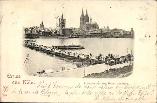 Ak Deutz Köln am Rhein, Totalansicht von Deutz gesehen