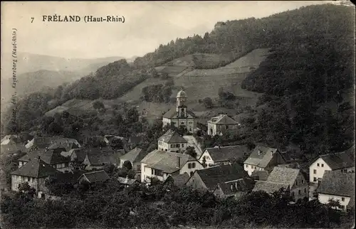 Ak Fréland Urbach Elsass Haut Rhin, Blick über den Ort, Kirche, Umgebung