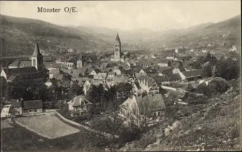Ak Munster Münster Elsass Haut Rhin, Panoramablick auf die Stadt
