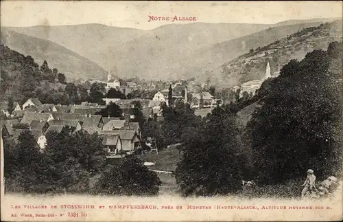 Ak Stosswihr Stoßweier Elsass Haut Rhin, Ampfersbach, Dorfansicht, Landschaftsblick