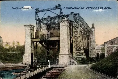 Ak Waltrop im Ruhrgebiet, Schiffshebewerk, Henrichenburg am Dortmund Ems Kanal