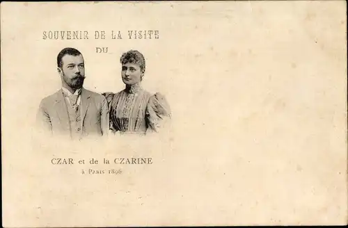 Ak Paris, Zar Nikolaus II. von Russland, Alexandra Fjodorowna, Zarenpaar, Visite 1896