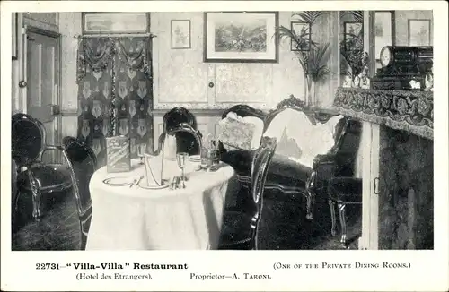 Ak London?, Villa Villa Restaurant, Hotel des Etrangers, Propr. A Taroni