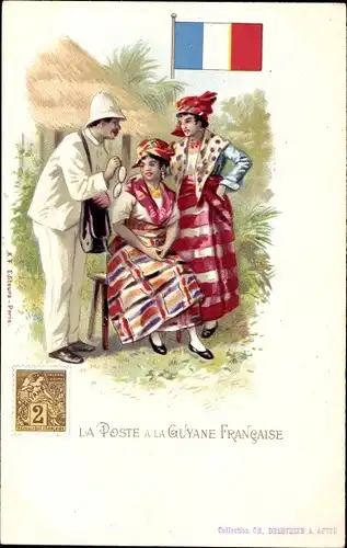 Briefmarken Ak Französisch-Guayana, La Poste à la Guyane Francaise, Postbote