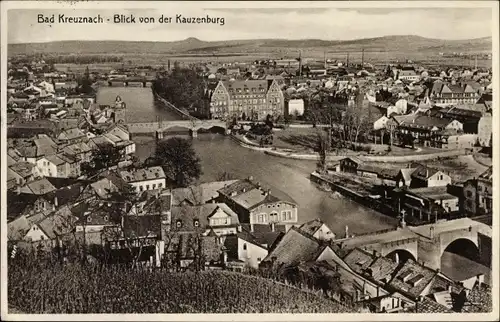 Ak Bad Kreuznach in Rheinland Pfalz, Blick auf Stadt von der Kauzenburg