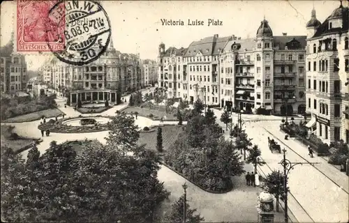 Ak Berlin Schöneberg, Blick auf den Victoria Luise Platz, Straßenpartie