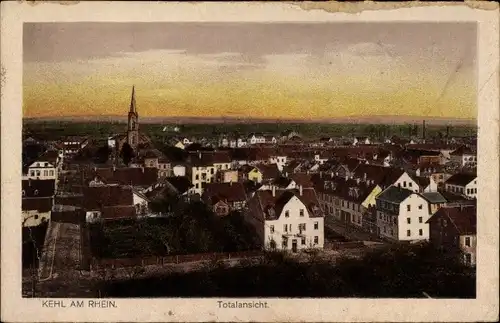 Ak Kehl am Rhein Ortenaukreis Baden Württemberg, Stadtpanorama, Glockenturm