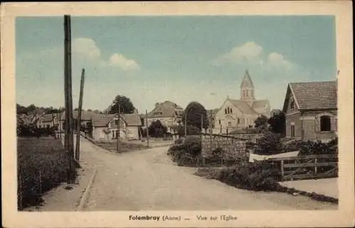 Ak Folembray Aisne, Vue sur l'Eglise, Blick auf die Kirche