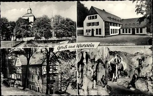 Ak Warstein im Kreis Soest Nordrhein Westfalen, Waldhotel, Inh. H. Hegemann, Tropfsteinhöhle, DJH