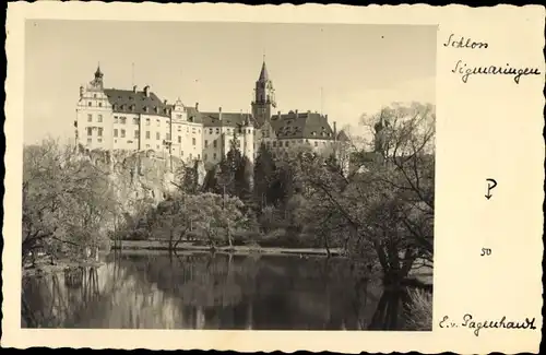 Foto Ak Sigmaringen an der Donau Baden Württemberg, Blick zum Schloss, See
