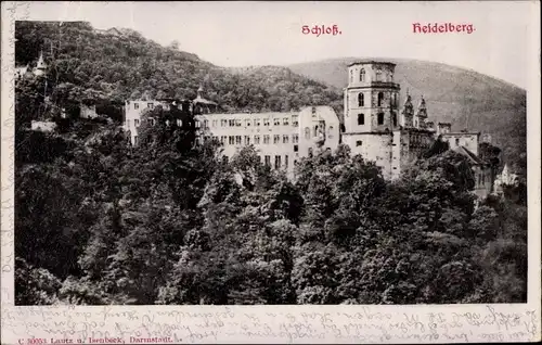 Relief Ak Heidelberg am Neckar, Blick auf das Schloss, Wald