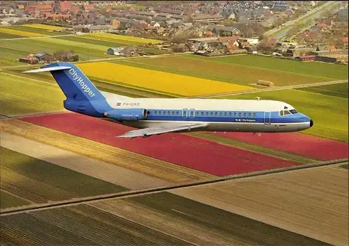 Ak Niederländisches Passagierflugzeug, Fokker F 28 000 Fellowship, NLM CityHopper, PH-CHD