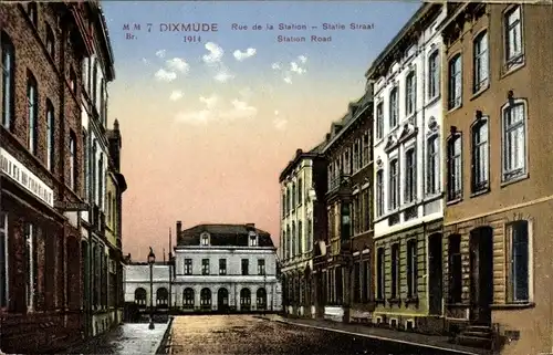 Ak Diksmuide Dixmude Westflandern, Rue de la Station, Hotel Commerce