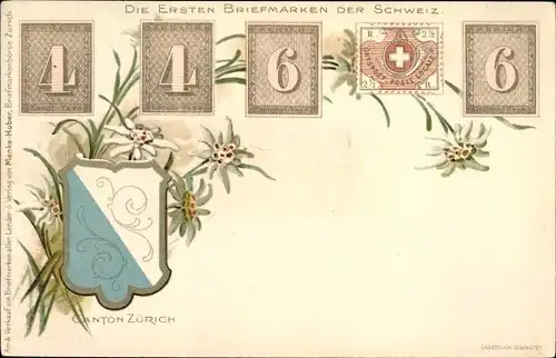Briefmarken Litho Kt. Zürich, Die ersten Briefmarken der Schweiz, Wappen