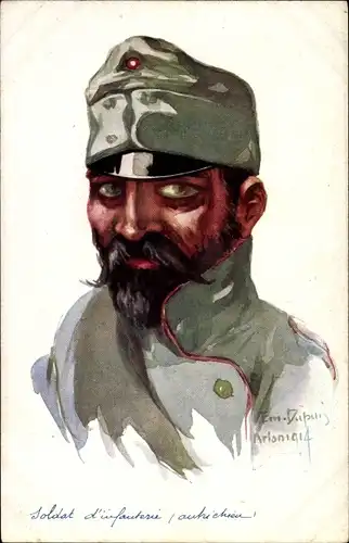 Künstler Ak Leurs Caboches, Soldat d'infanterie autrichien, Österreichischer Soldat, I.WK