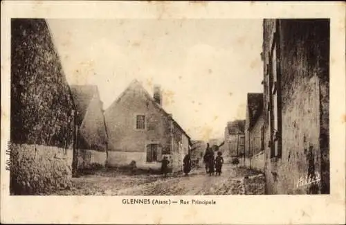 Ak Glennes Aisne, Rue Principale, Straßenpartie