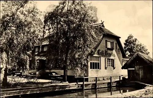 Ak Lehde Lübbenau im Spreewald, Seitenblick auf das Café Venedig