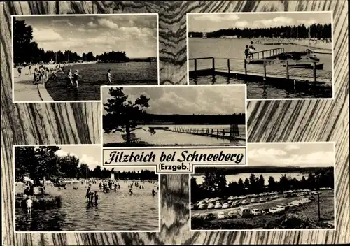 Passepartout Ak Schneeberg im Erzgebirge, Partie im Filzteich