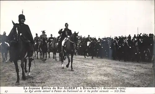 Ak La Joyeuse Entrée du Roi Albert à Bruxelles, 23 decembre 1909