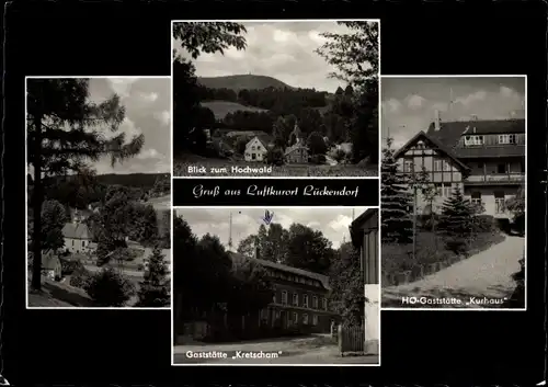 Passepartout Ak Oybin in Sachsen, Blick zum Hochwald, Gaststätte Kretscham und HO Gaststätte Kurhaus